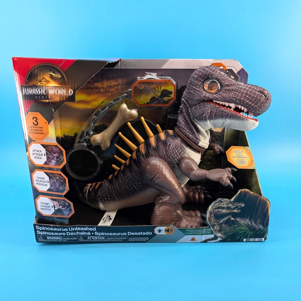 Jurassic World Rebirth Spinosaurus Unleashed Interactive Toy Light Up Sound New